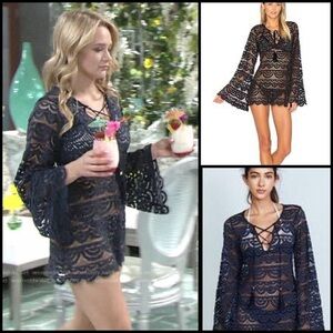 ASO TV Young and The Restless PilyQ Noah Blue Lace Scalloped Swim Top XS/S